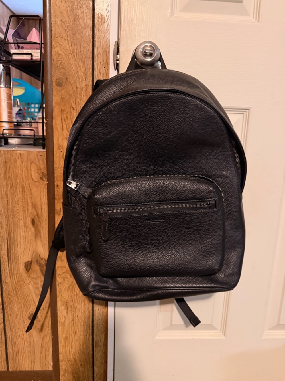 Coach Black Pebbled Leather Daypack Backpack